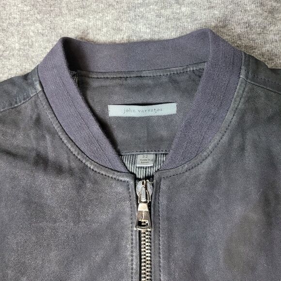 John Varvatos Collection Easy-Fit Men's Jacket Size L Black Goatskin Zip Bomber - Picture 4 of 16